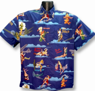 World War 2 Nose Art FIghter Plane, and bomber Hawaiian Shirt